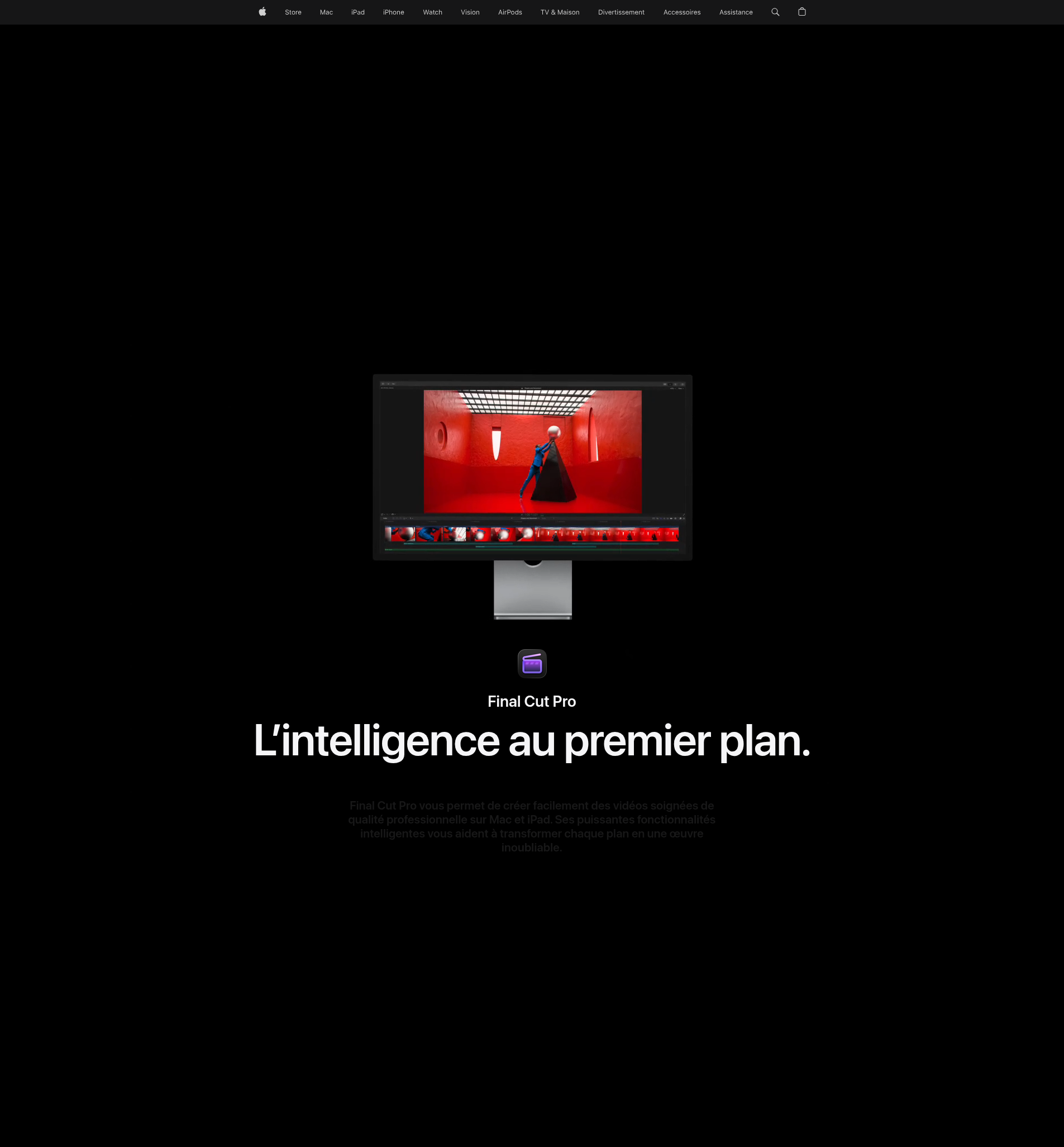 Page officielle de Final Cut Pro sur le site Apple
