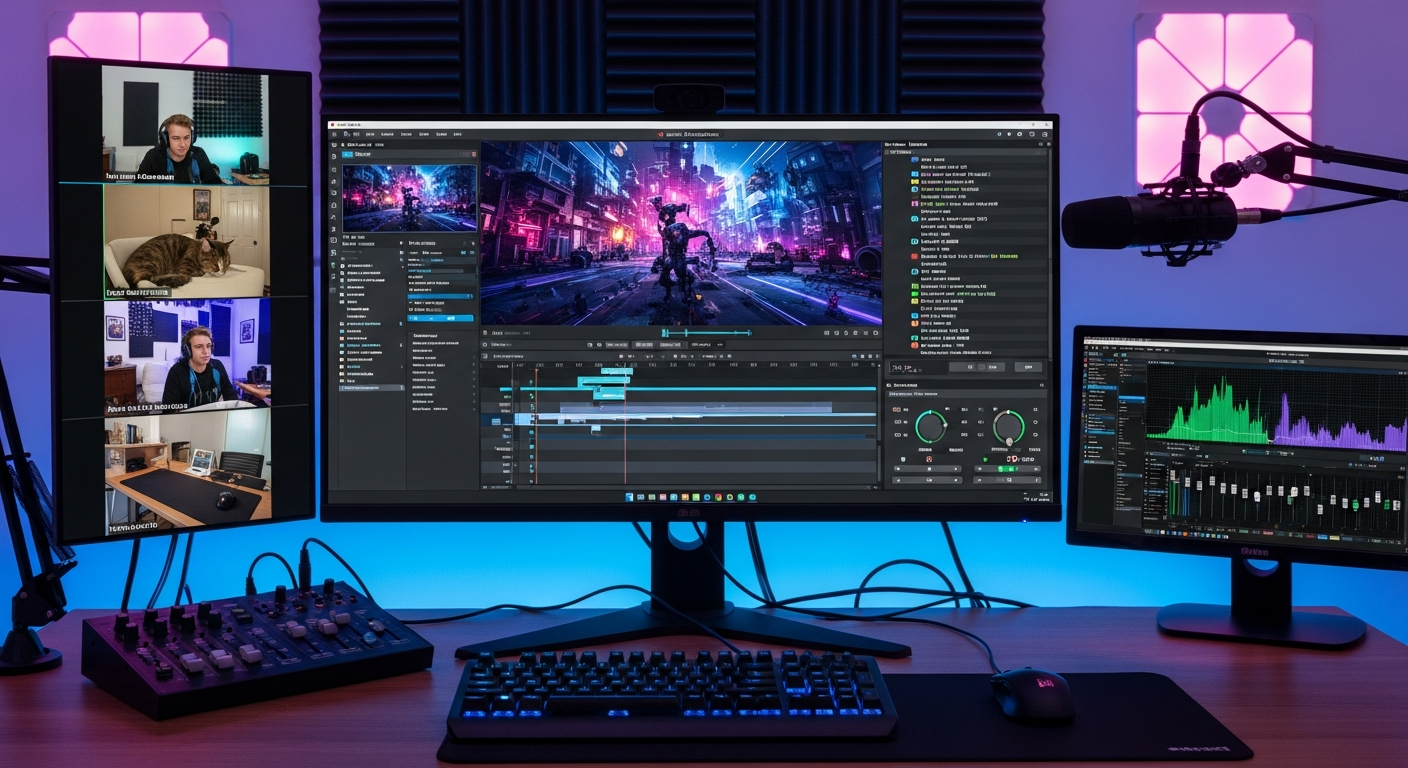 OBS Studio avec une scène de streaming entièrement configurée